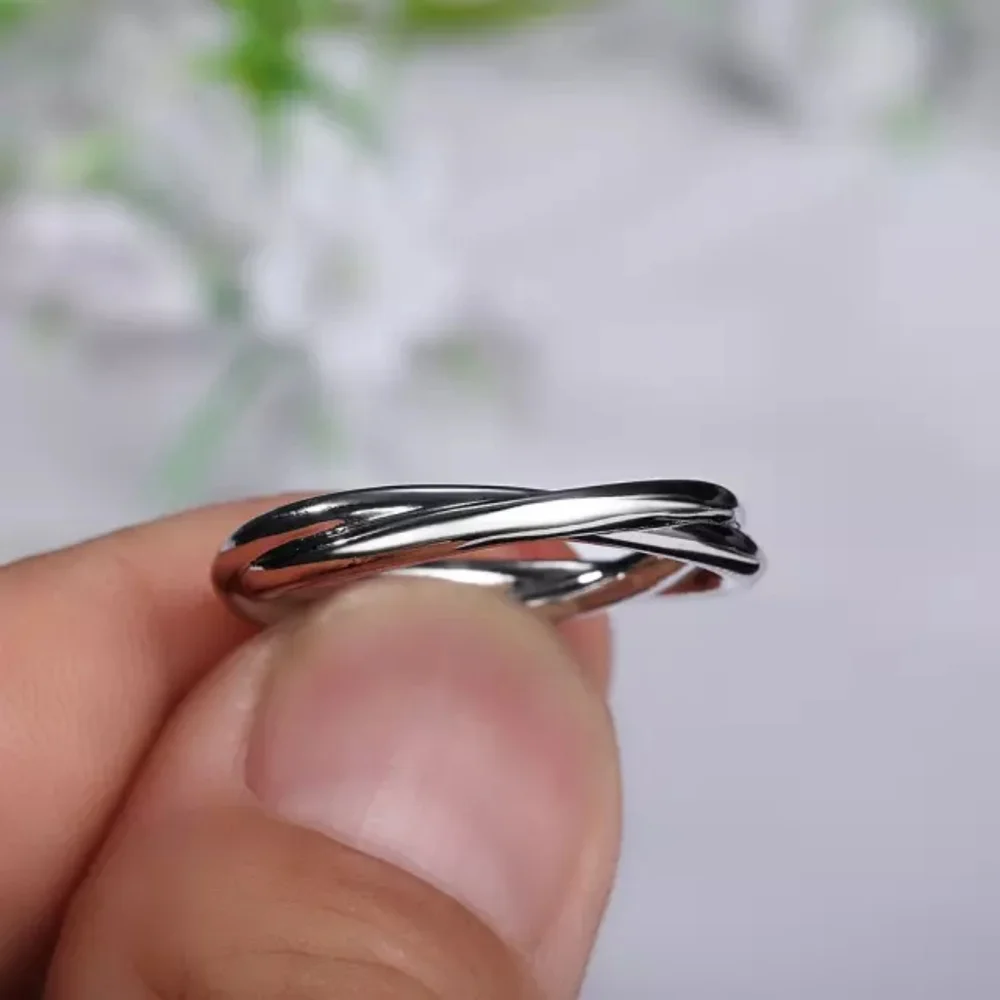 New Unisex 925 Silver Double Layer Men Women Ring
